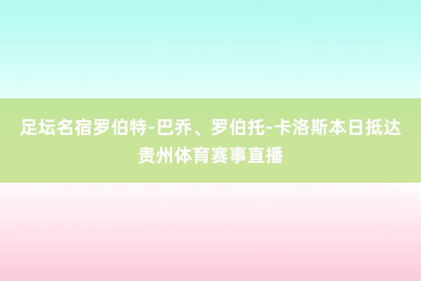 足坛名宿罗伯特-巴乔、罗伯托-卡洛斯本日抵达贵州体育赛事直播