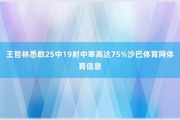 王哲林悉数25中19射中率高达75%沙巴体育网体育信息