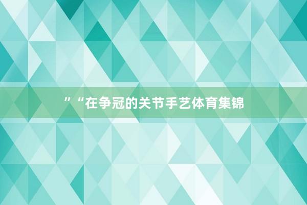 ”“在争冠的关节手艺体育集锦