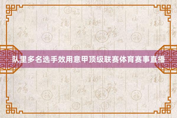队里多名选手效用意甲顶级联赛体育赛事直播